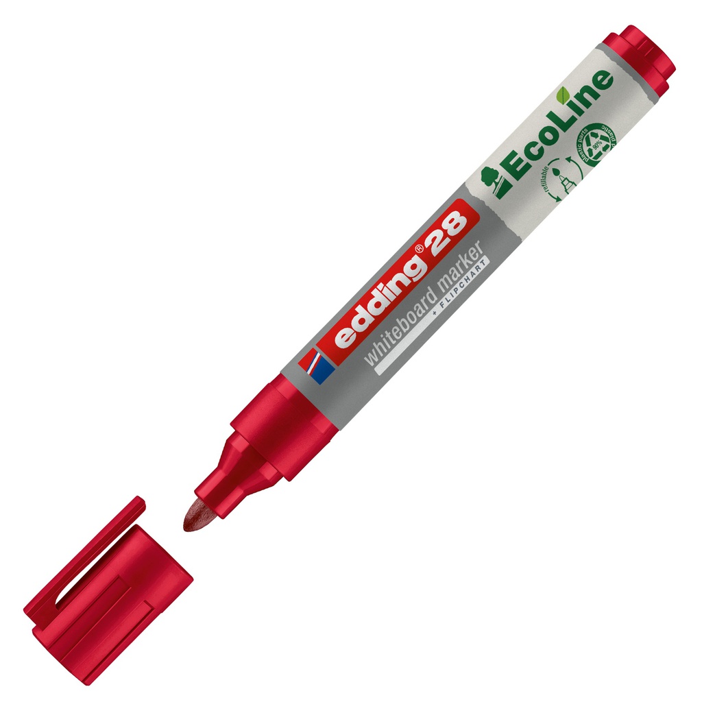 MARCATORE ROSSO PER LAVAGNE BIANCHE EDDING 28 ECOLINE TRATTO 1,5 - 3,00mm