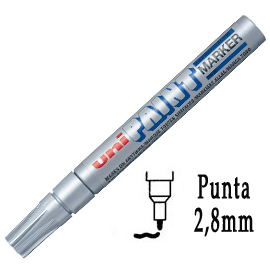 Marcatore UNI PAINT PX20 punta conica 2,8mm argento UNI MITSUBISHI