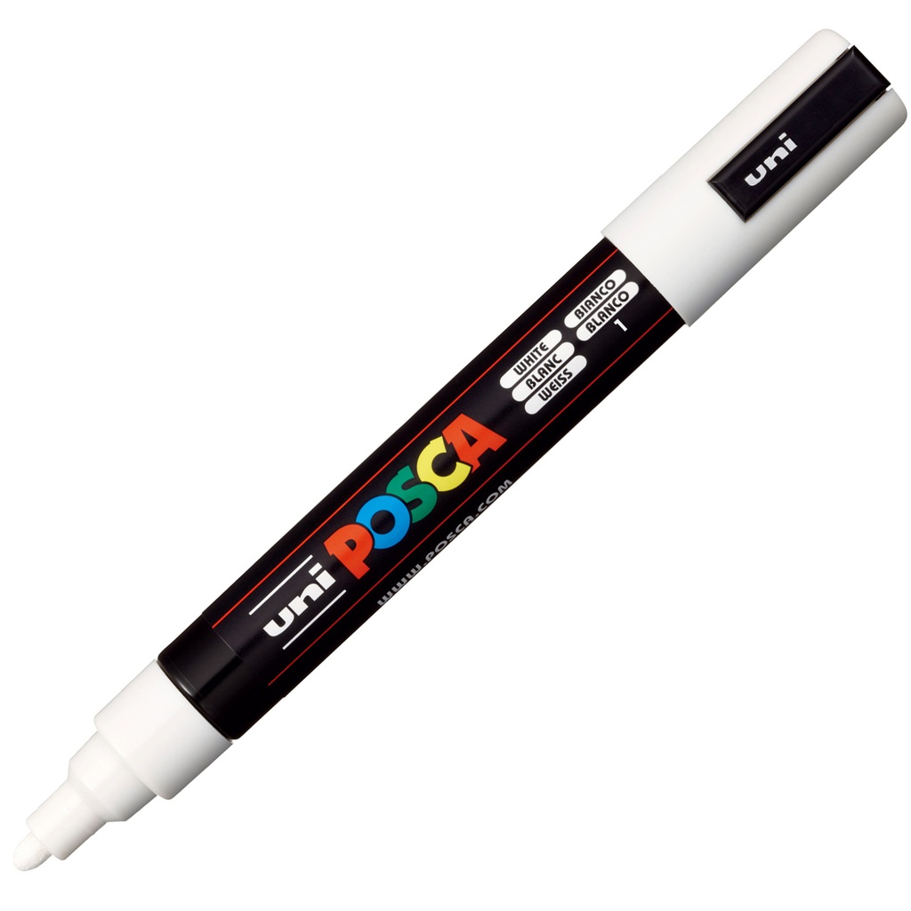 Marcatore UNI POSCA PC5M p.media 1,8-2,5mm bianco UNI MITSUBISHI