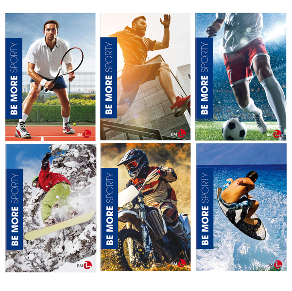 ***Maxiquaderno A4 36fg+2 100gr 1 rigo c/margine SPORTY Be More Special 2021 BM
