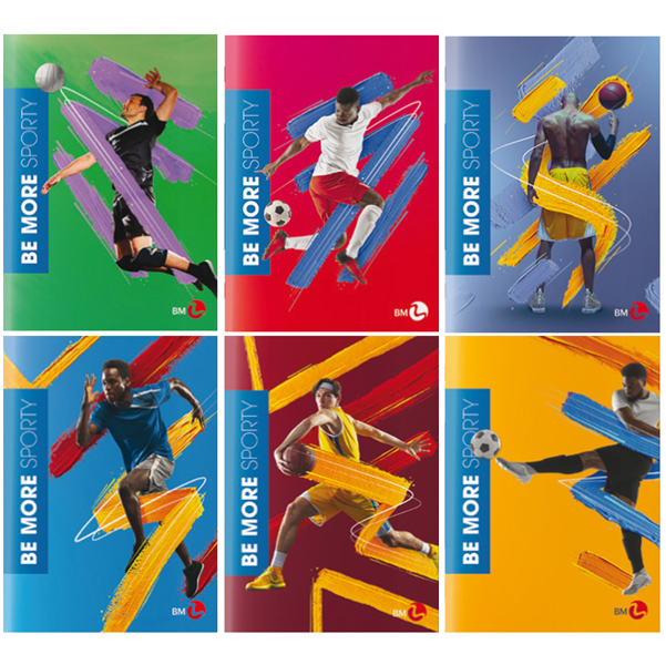 ***Maxiquaderno A4 36fg+2 100gr 1 rigo SPORTY Be More 2024 BM