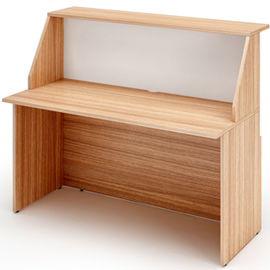 MODULO RECEPTION SOPRALZO+DESKTOP 140x76x117cm CILIEGIO AR. /BIANCO - PRESTIGE