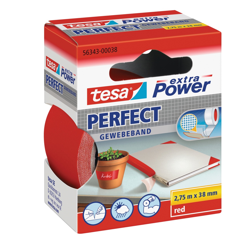 NASTRO ADESIVO TELATO 38MMX2,7MT ROSSO 56343 XP PERFECT