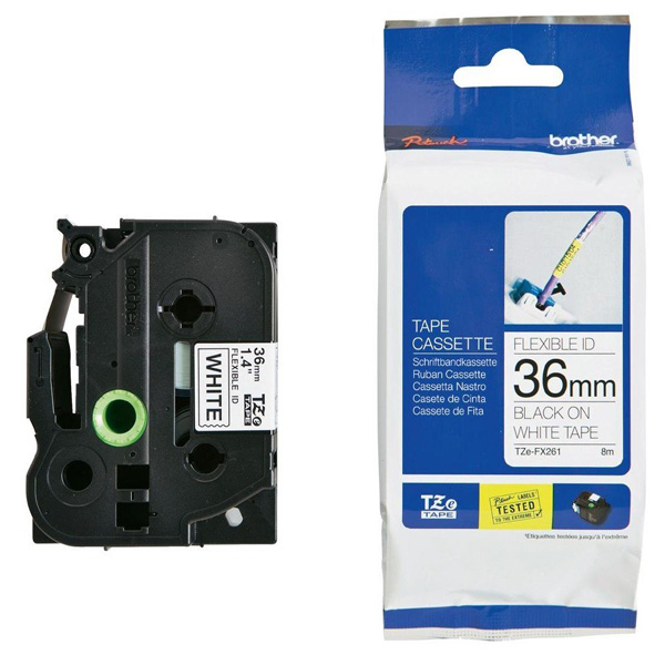 Nastro Brother Laminato flessibile da 36 mm (8 m Nero/Bianco