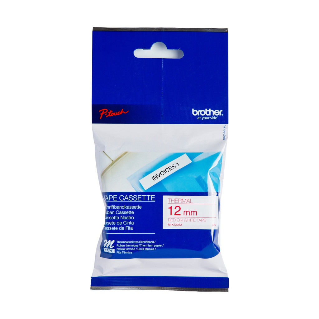 NASTRO BROTHER MK232 12MMX8MT ROSSO/BIANCO