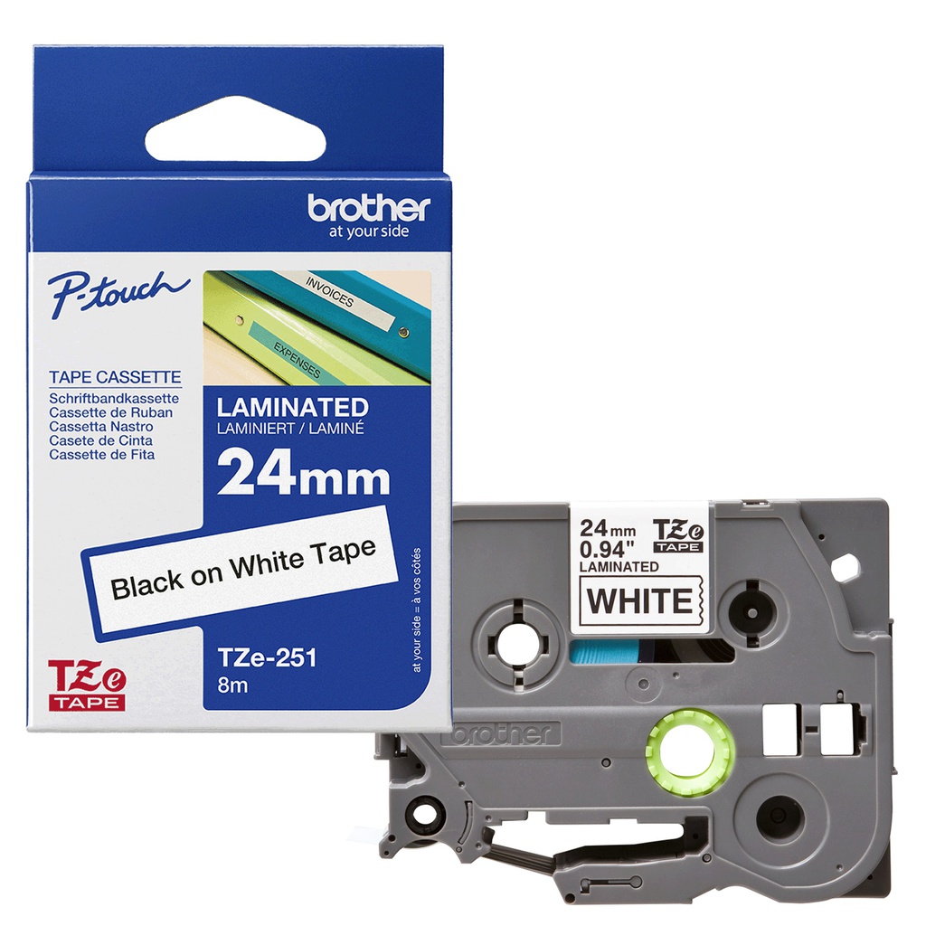 NASTRO BROTHER TZ-e251 24MMx8MT NERO/BIANCO