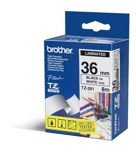 NASTRO BROTHER TZ-e261 36MMX8MT NERO/BIANCO