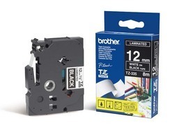 NASTRO BROTHER TZE-335 12MMx8MT BIANCO/NERO
