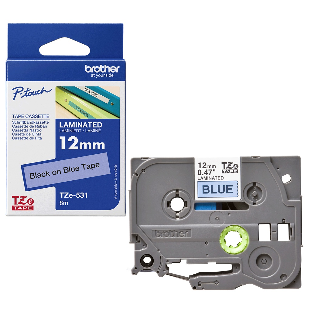 NASTRO BROTHER TZ-E531 12MMx8MT NERO/BLU