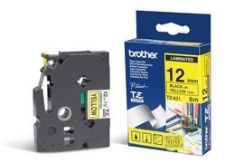 NASTRO BROTHER TZE-631 12MMx8MT NERO/GIALLO