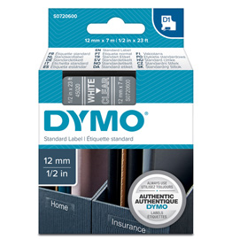 NASTRO DYMO TIPO D1 (12MMX7M BIANCO/TRASPARENTE 450200