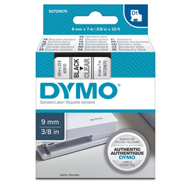 NASTRO DYMO TIPO D1 (9MMX7M NERO/TRASPARENTE 409100