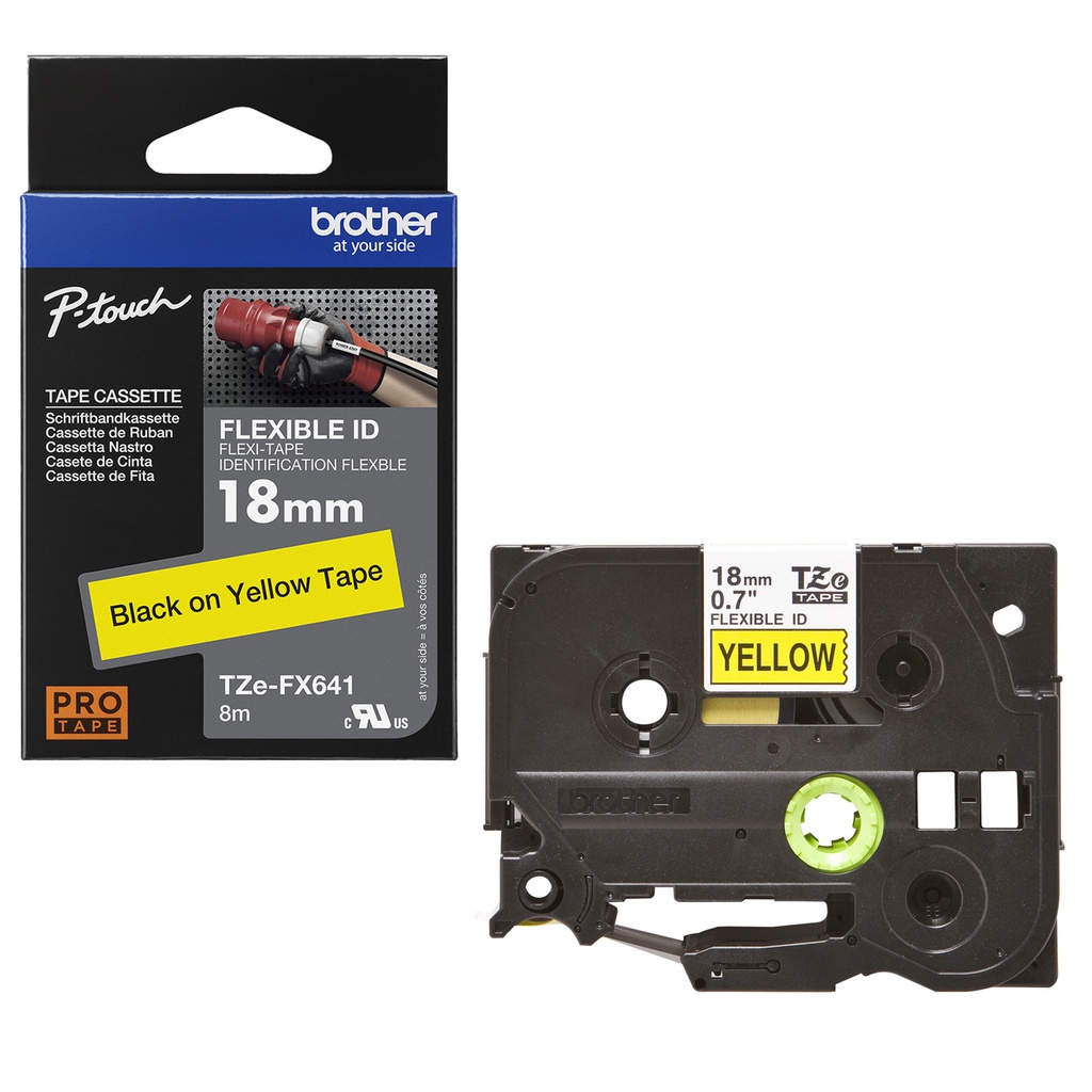 NASTRO LAM. FLESSIBILE TZE-FX641 18MMx8MT NERO/GIALLO