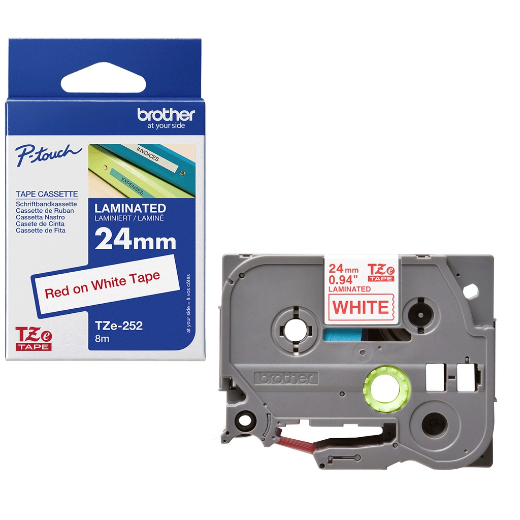 NASTRO LAMINATO BROTHER TZE-252 24MMx8MT ROSSO/BIANCO