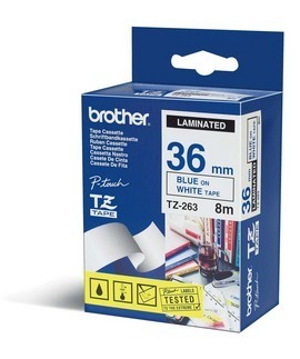 NASTRO LAMINATO BROTHER TZE-263 36MMx8MT BLU/BIANCO