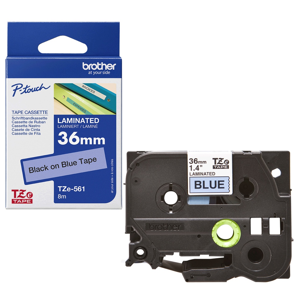 NASTRO LAMINATO BROTHER TZE-561 36MMx8MT NERO/BLU