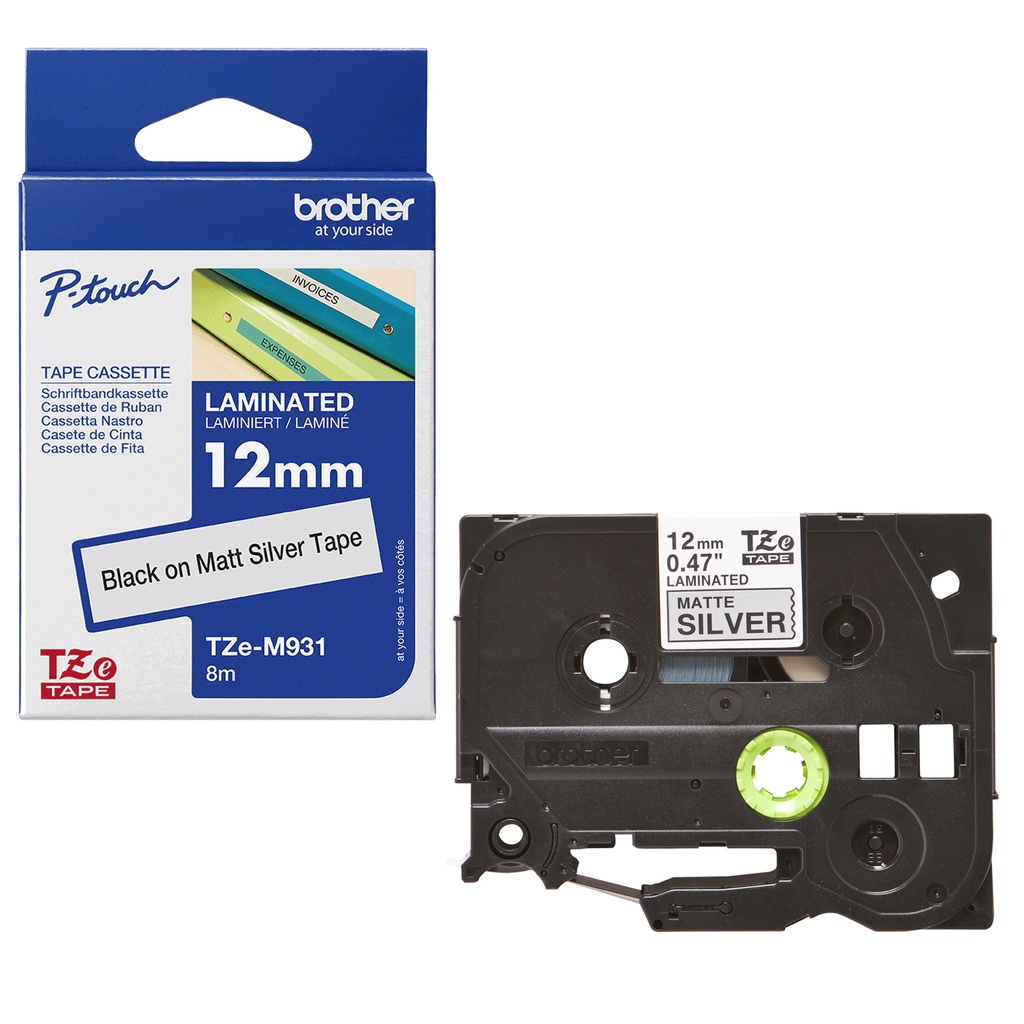 NASTRO METALLIZZATO OPACO TZE-M931 12MMx8MT NERO/ARGENTO OPACO
