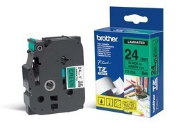 NASTRO NERA TZ-E751 SU FONDO VERDE 8mt 24MM