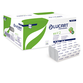 Pacco da 190 asciugamani piegati a V goffrato corda Eco V2 Lucart