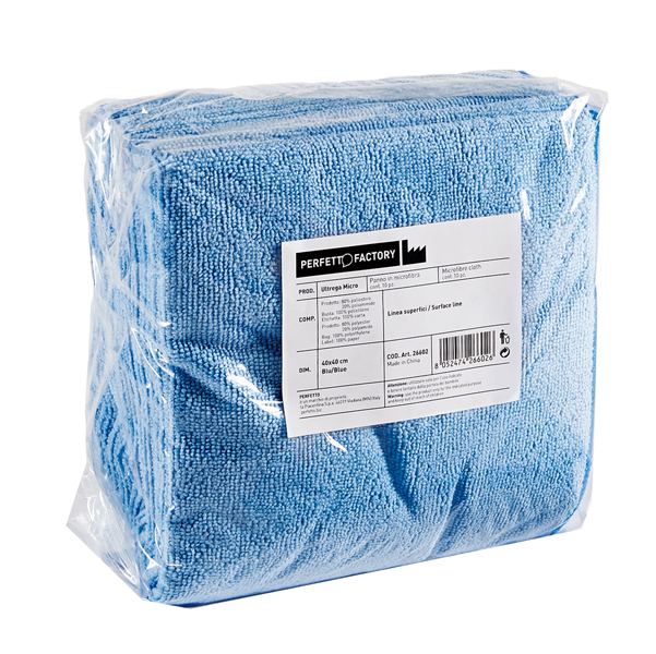 Pack 10 Panni microfibra 40x40cm azzurro Ultrega PerfettoFactory