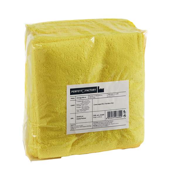 Pack 10 Panni microfibra 40x40cm giallo Ultrega PerfettoFactory