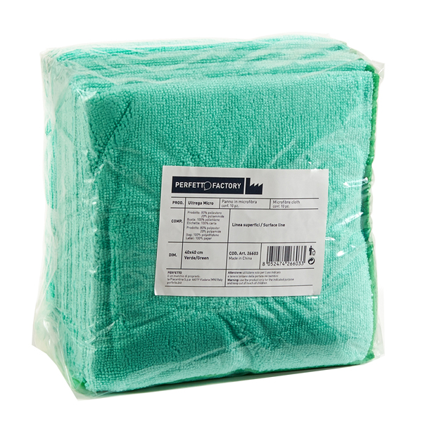 Pack 10 Panni microfibra 40x40cm verde Ultrega PerfettoFactory