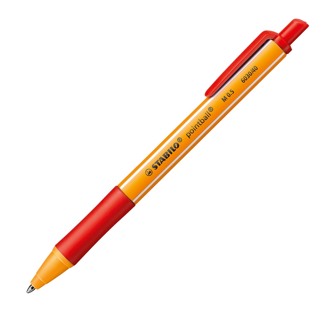 Penna a sfera a scatto POINTBALL® GREEN STABILO 0,5mm rosso