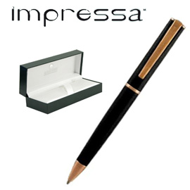 PENNA SFERA IMPRESSA NERO-ROSEGOLD punta M MONTEVERDE