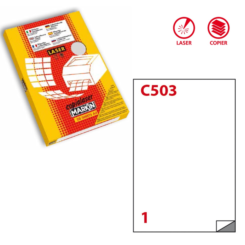Poliestere adesivo C/503 trasparente lucido 50fg A4 210x297mm (1et/fg laser