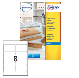Poliestere adesivo J8565 trasparente 25fg A4 99,1x67,7mm (8et/fg inkjet Avery