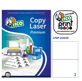 Poliestere adesivo LP4P bianco 70fg A4 210x148mm (2et/fg laser Tico