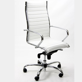 POLTRONA DIREZIONALE Pollux PNP White in pelle bianca braccioli inclusi