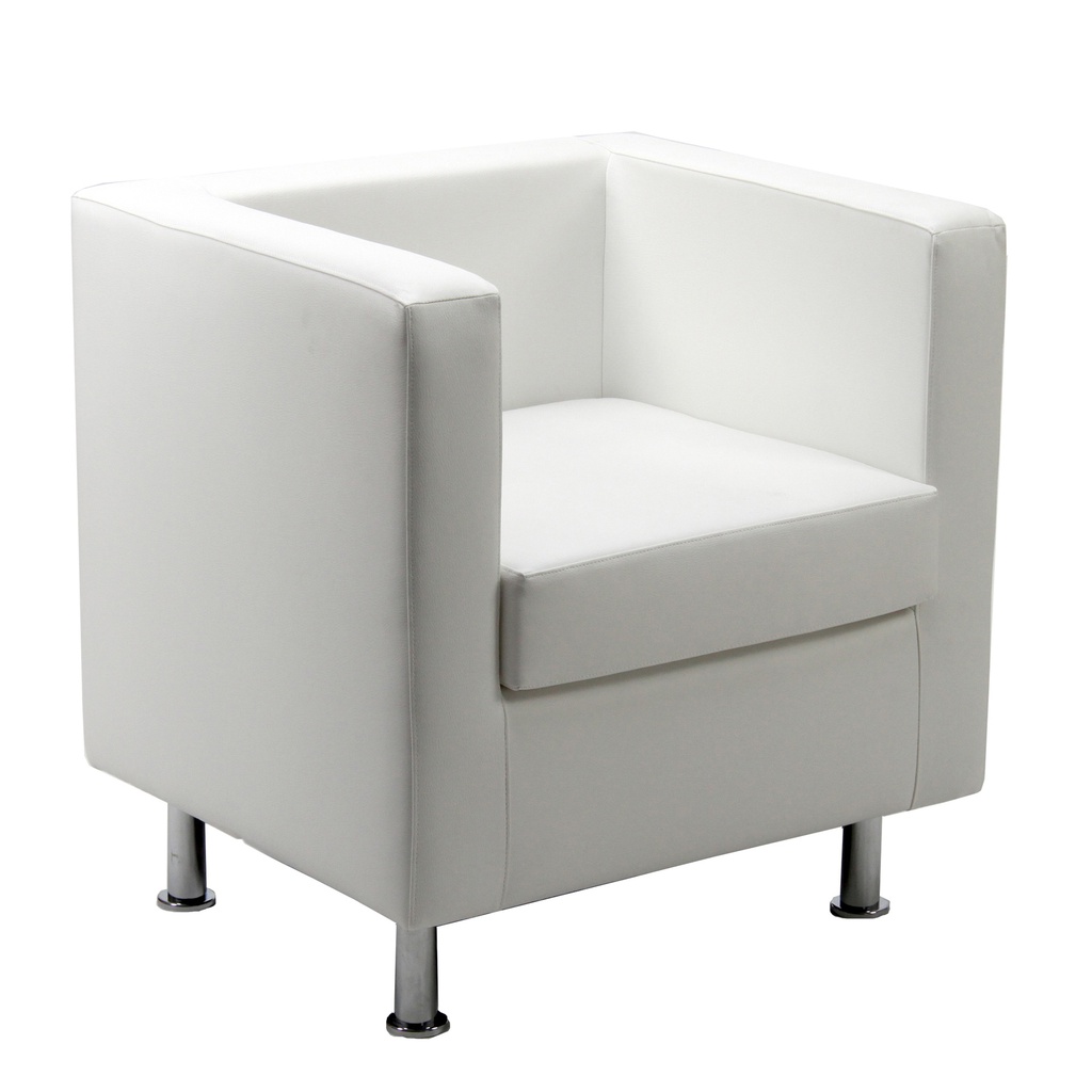 Poltrona in similpelle Pragma PR1 bianco con braccioli inclusi