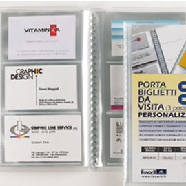***PORTABIGLIETTI VISITA PERS. 20 BUSTE A 3 TASCHE 12,5x20,5cm FAVORIT