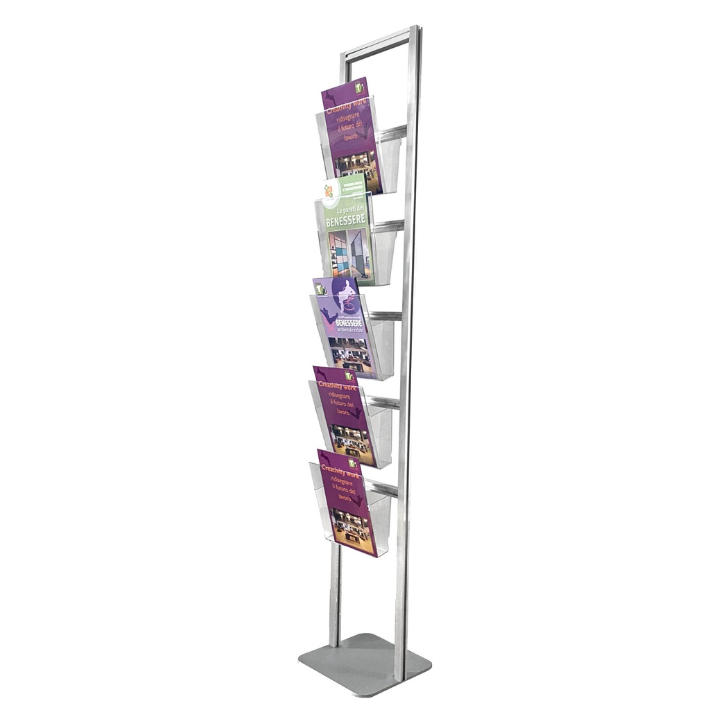 Portadepliant da terra con 5 Tasche A4 H160cm - Torretta monofacciale
