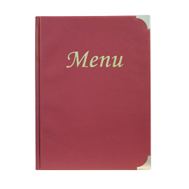 PORTA MENU' A4-31,5x24cm BORDEAUX in PVC BASIC con 4+2 BUSTE FISSE