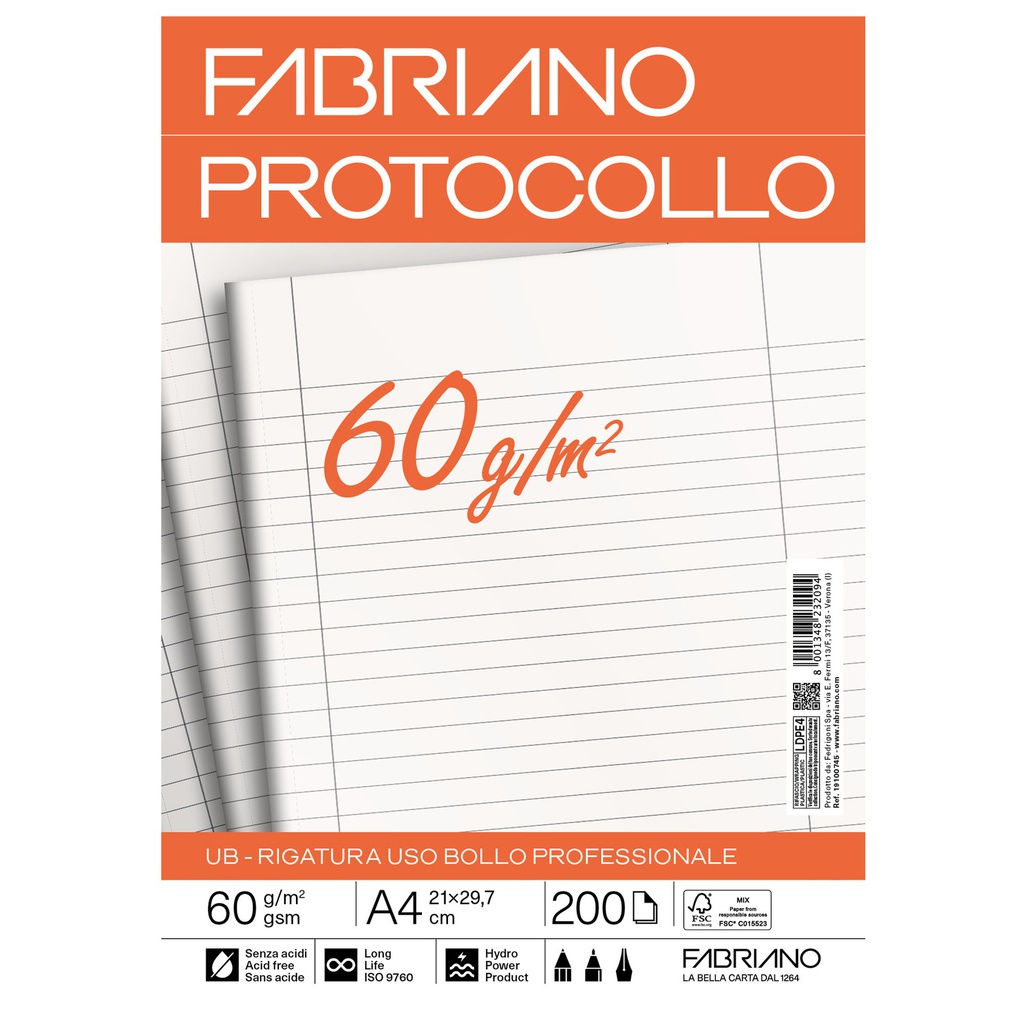 Protocollo uso bollo 200fg 60gr f.to A3 chiuso (21x29,7cm Fabriano