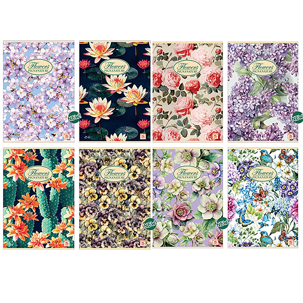 Quaderno A5 40fg+2 80gr 5mm NATURE FLOWERS Pigna