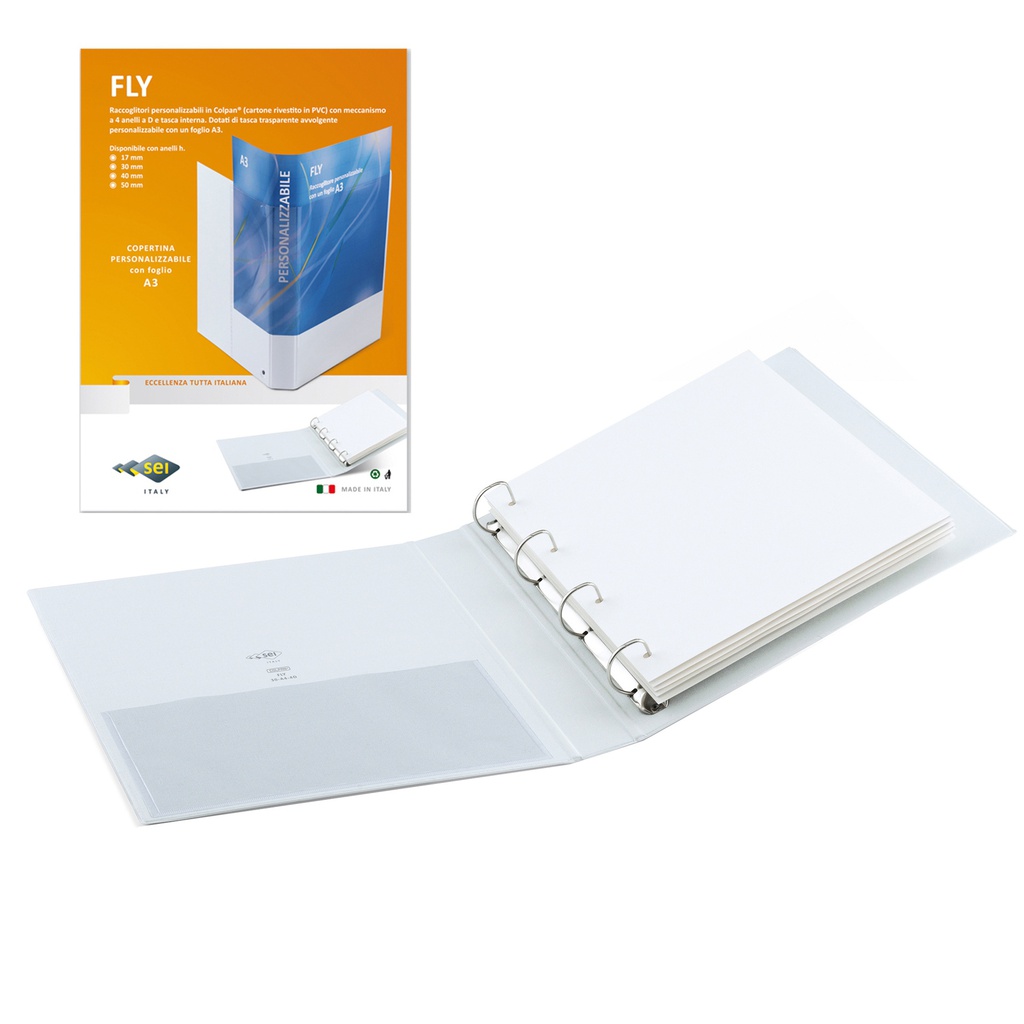 Raccoglitore FLY 65 A4 4Q 22x30cm personalizzabile bianco SEI ROTA