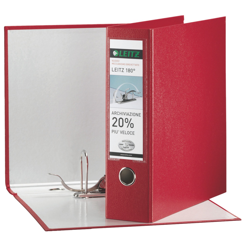 Registratore LEITZ 180  G65 rosso dorso 8cm f.to protocollo LEITZ