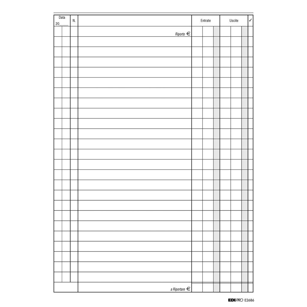REGISTRO CASSA ENTRATE/USCITE 24X17 100PAG. E2686