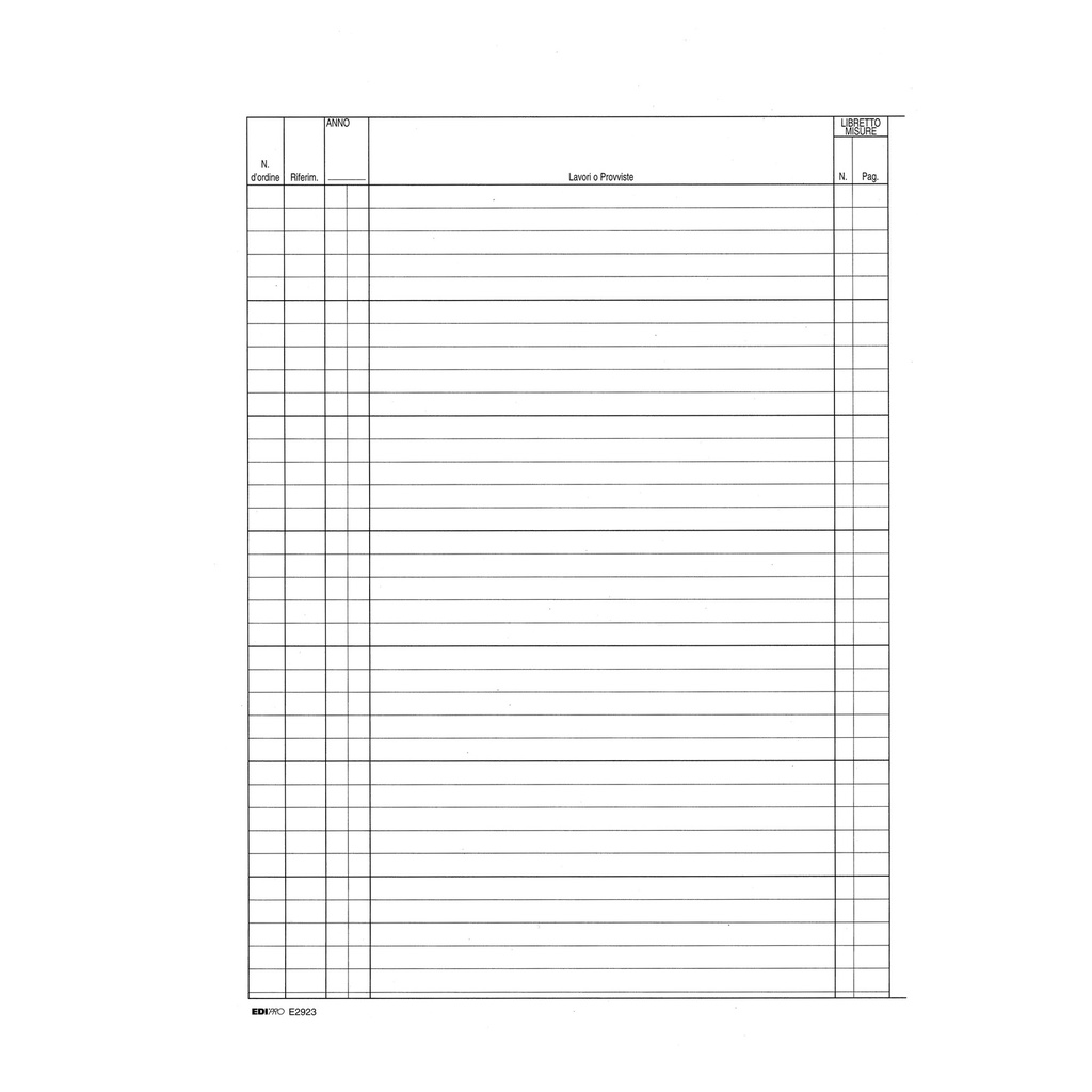 REGISTRO CONTABILITA' DEI LAVORI 31x21cm 47pag numerate E2923 EDIPRO