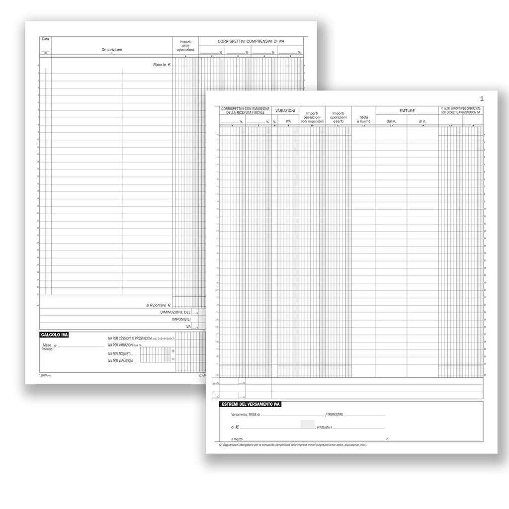 Registro Corrispettivi 16pag. num.31x24,5cm DU1386N0000 Data Uffcio