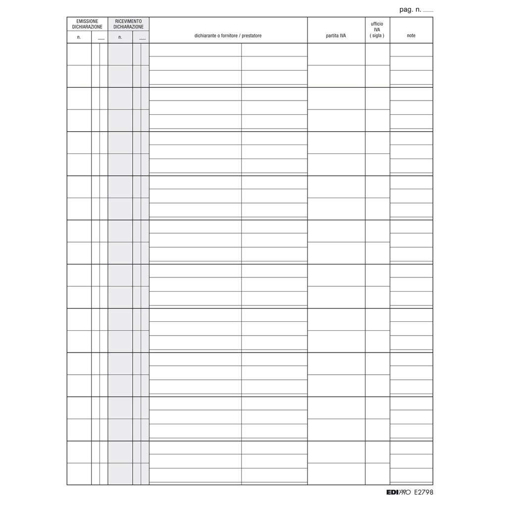 REGISTRO DICHIARAZIONE ESPORTATORI 31X24 100FG E2798