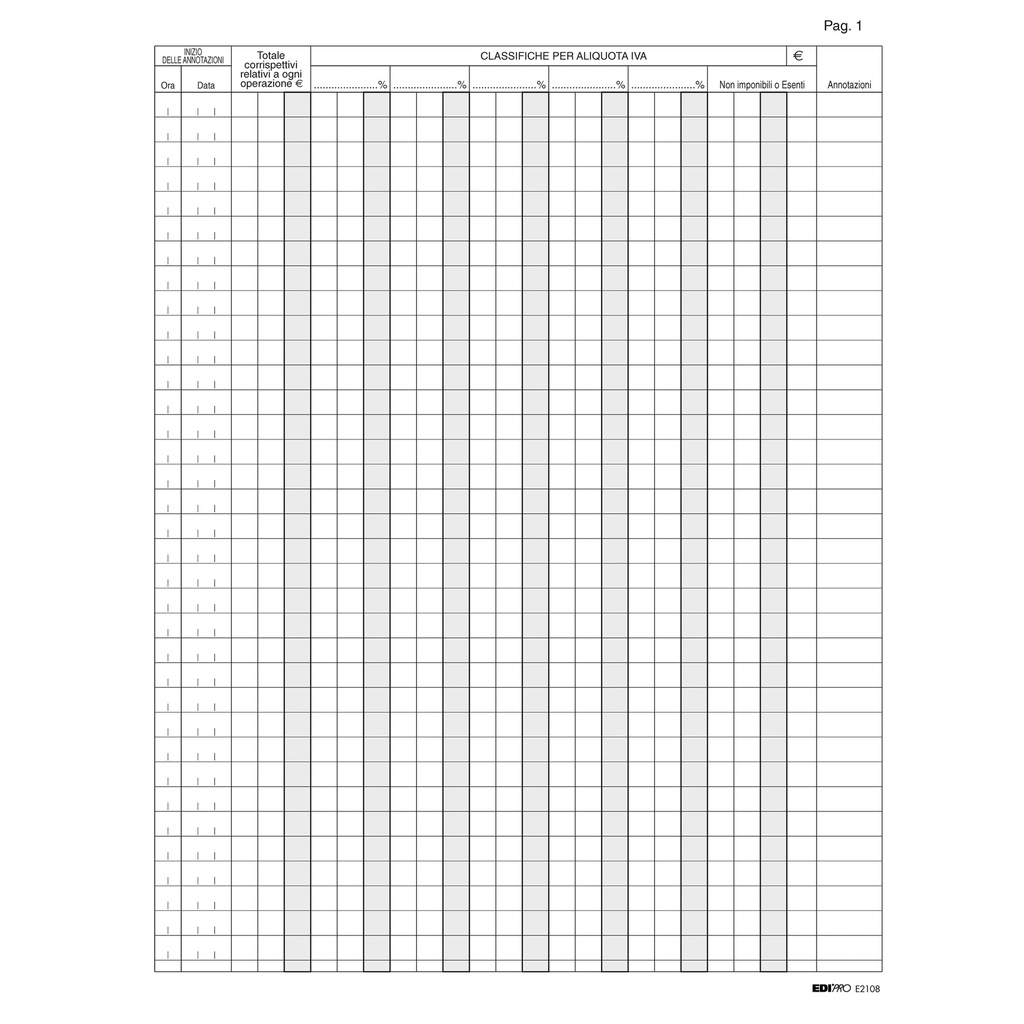 REGISTRO IVA CORRISP. X MANCATO FUNZ. REG.CASSA 31X24,5 46PAG. E2108
