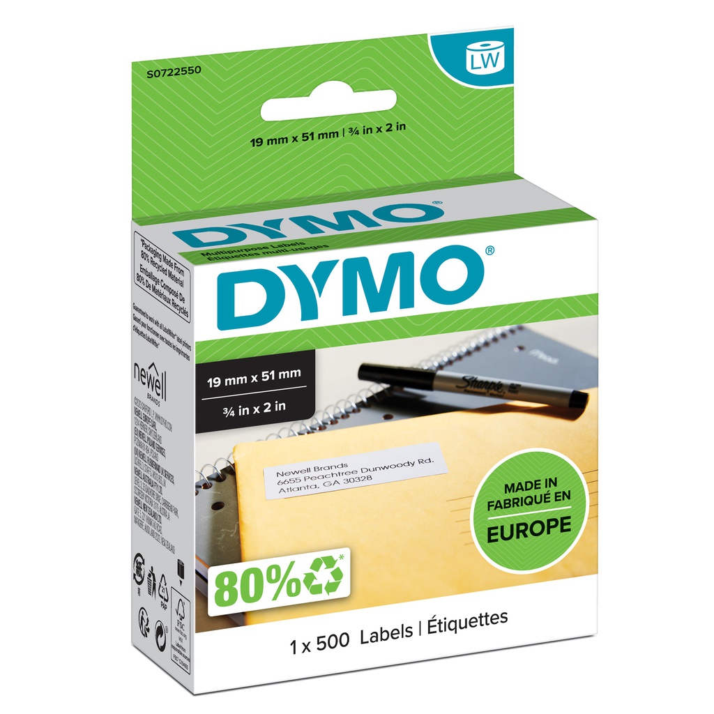 ROTOLO 500 ETICHETTE MULTIUSO RIMOV. 19X51MM X DYMO LW 113550