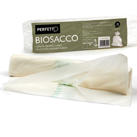 ROTOLO da 15 BIOSACCHI IMMONDIZIA 42x42cm-10LT 19mic Perfetto
