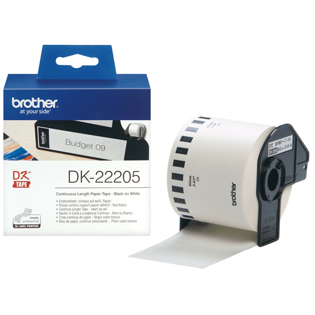 ROTOLO ETICHETTA CONTINUA 62MMX30,48MT NERO/BIANCO