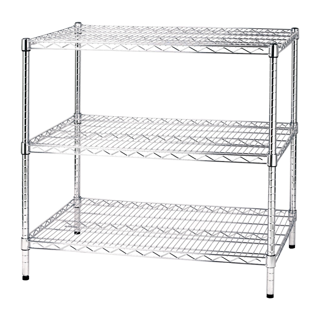 SCAFFALE 3 RIPIANI IN ACCIAIO CROMATO 60x90cm - H90cm ARCHIMEDE Kit ROBUSTO