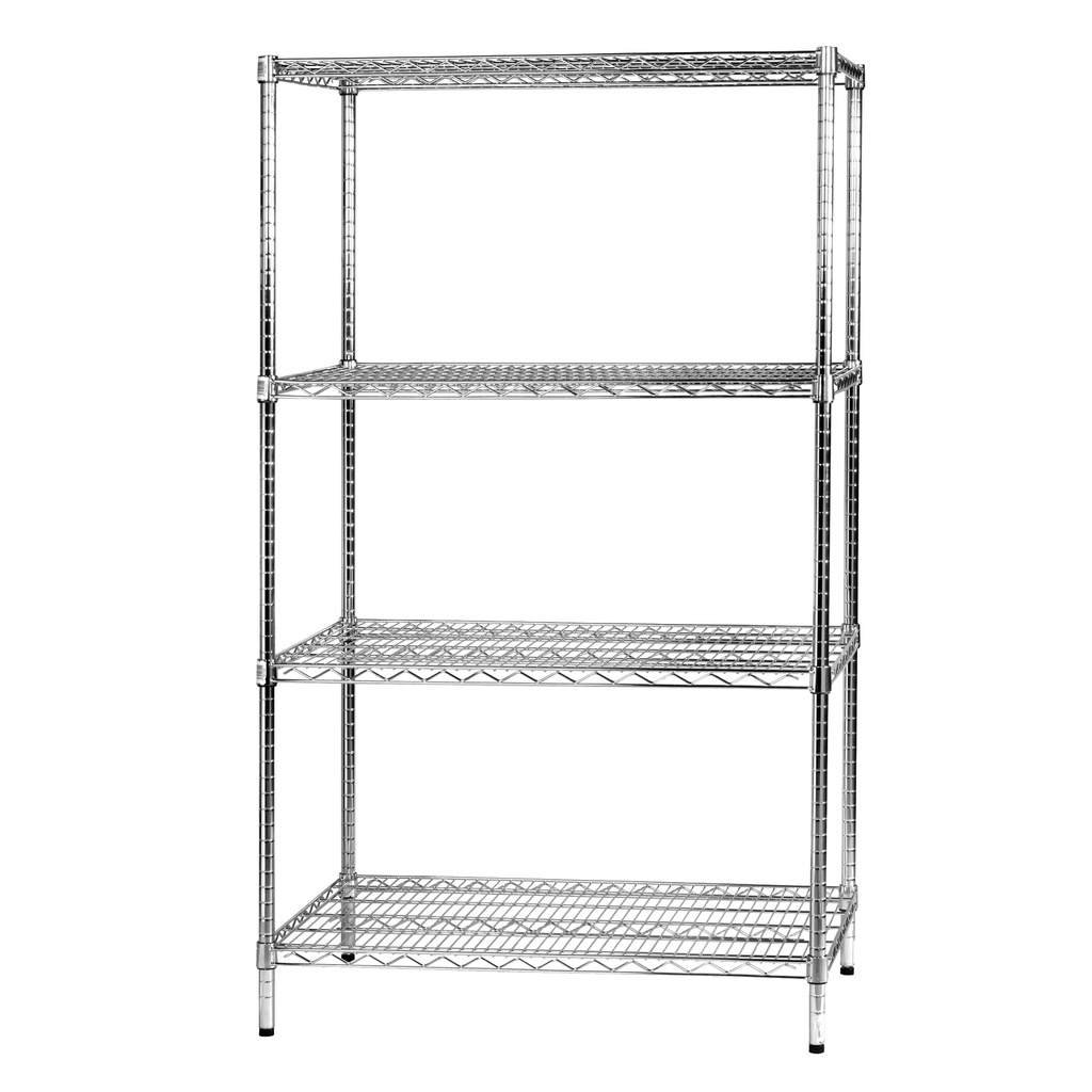 SCAFFALE 4 RIPIANI IN ACCIAIO CROMATO 60x90cm - H160cm ARCHIMEDE Kit ROBUSTO